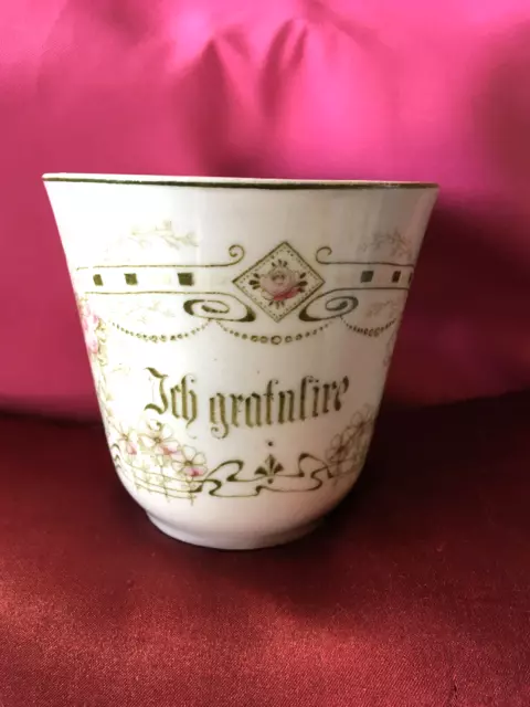 Antike Tasse ICH GRATULIERE Blumendekor um 1900 Porzellan Kaffeetasse RAR
