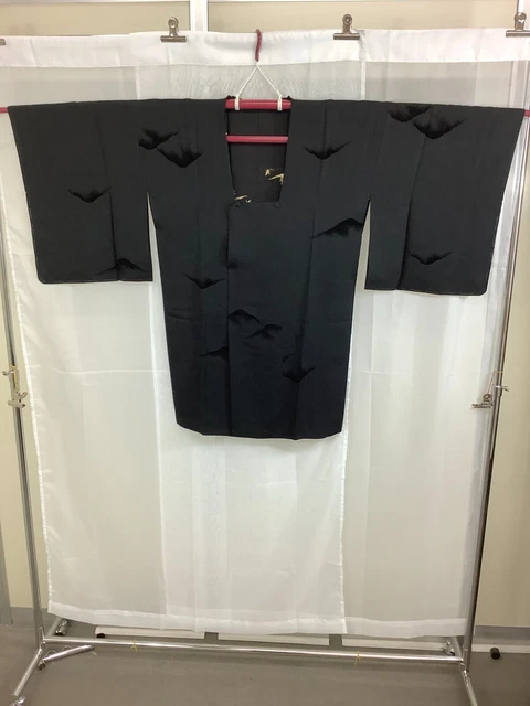 Japanese Vintage Kimono Michiyuki coat inside design Mountain Height 35.82inch