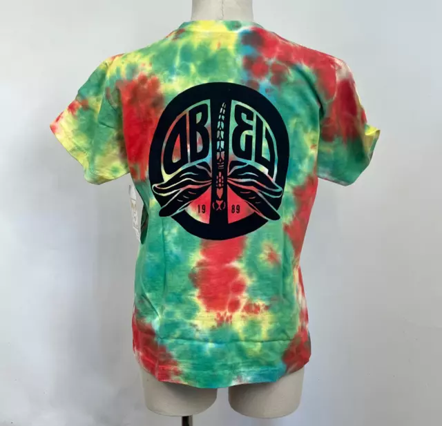 Obey Women's Box T-Shirt Peace Dragon Rainbow Tie Dye Size S NWT Shepard Fairey