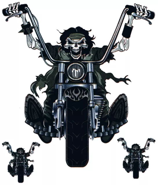 Aufkleber-Set Totenkopf Chopperfahrer 16 x 15 cm Skull Ape Rider Sticker Decal