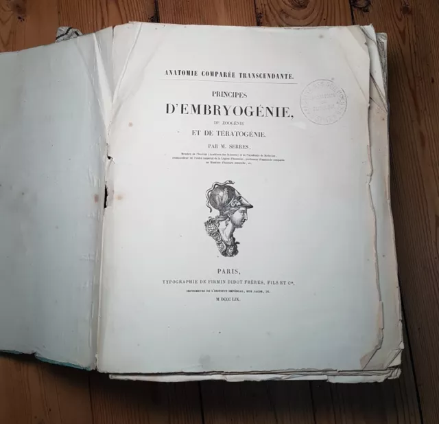 Médecine Principes d'embryologie, Serres, 1859 - 26 Planches 2