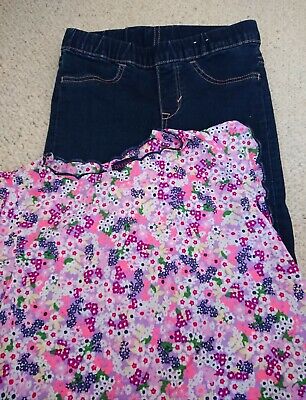 H&M Girls Age 5-6 Years Skinny Blue Denim Jeans & Ditsy Floral Summer Top Outfit