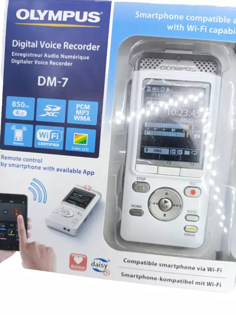 Olympus DM-7 Digital Voice Recorder Dictaphone Dictation Handheld WiFi MP3 WMA