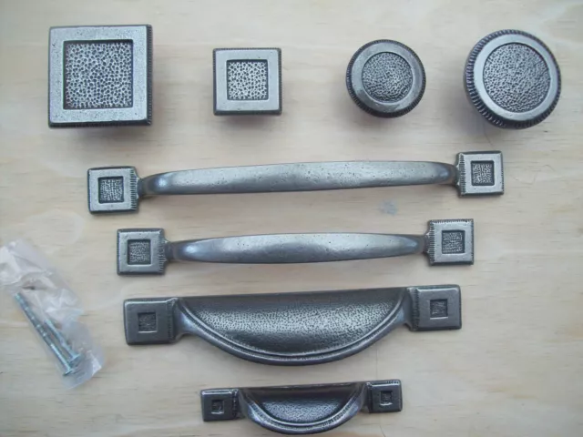 Cast Iron Antique Pewter Cabinet Cupboard Drawer Kitchen Door Handles Knobs Cup