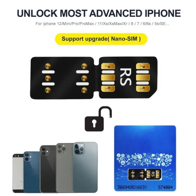 Heicard Unlock Chip Sim Nano Turbo Card For iPhone14/12mini/13/XR/11promax. C5V7 3