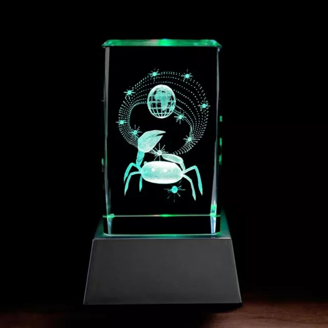 Kaltner Präsente 3D Stimmungslicht aus Kristall Glas Sternzeichen Krebs
