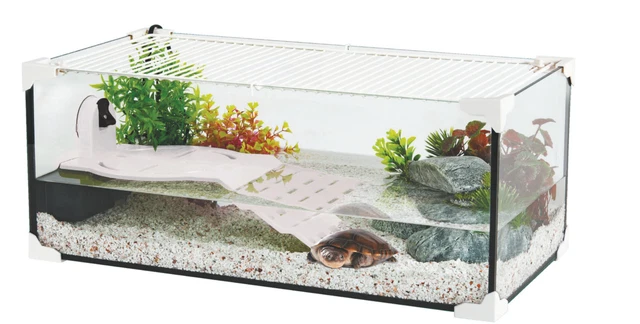 NAXOS Tartarughiera Vaschetta Aperta Acquario Terrario Per Tartarughe 32x18x18cm - 6