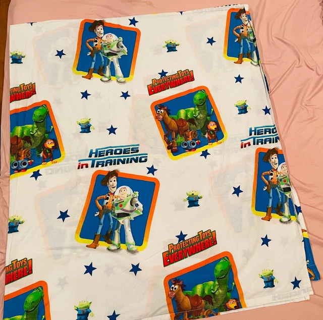 VINTAGE TOY STORY twin flat bed sheet Disney pixar fabric bedding 16.