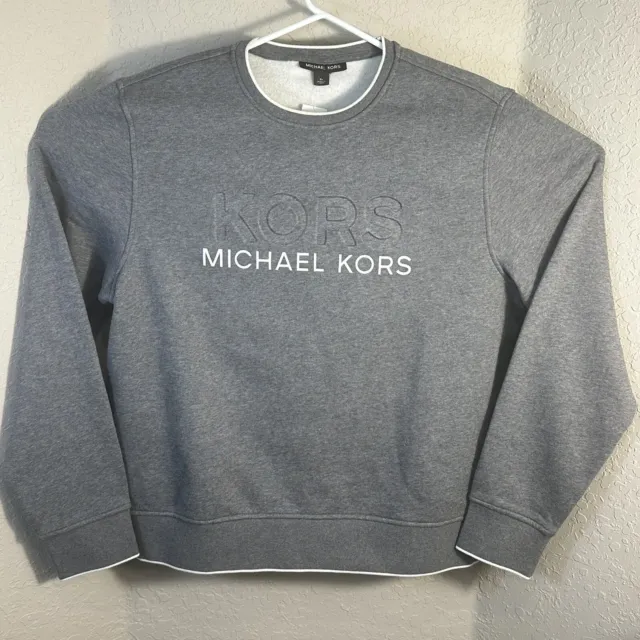MICHAEL KORS Size XL Men's L/S Ash Gray LOGO Imprint CrewNeck Sweatshirt