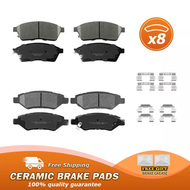 Front and Rear Ceramic Brake Pads with Hardware for 2010 - 2016 Cadillac SRX