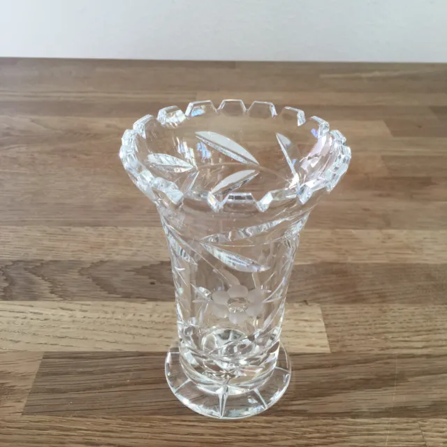 Kristallglas Vase, geschliffen, Top Zustand, Höhe: 14 cm