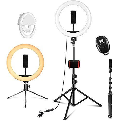 PEHESHE Lumière Anneau avec 1,56m Trépied Ring Light avec Télécommande Lampe Lum