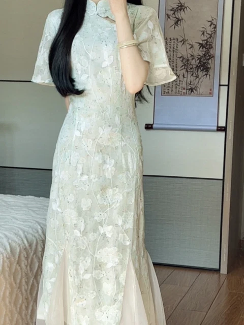Chinese National Style Qipao Dress Summer New Daily Floral Skirt