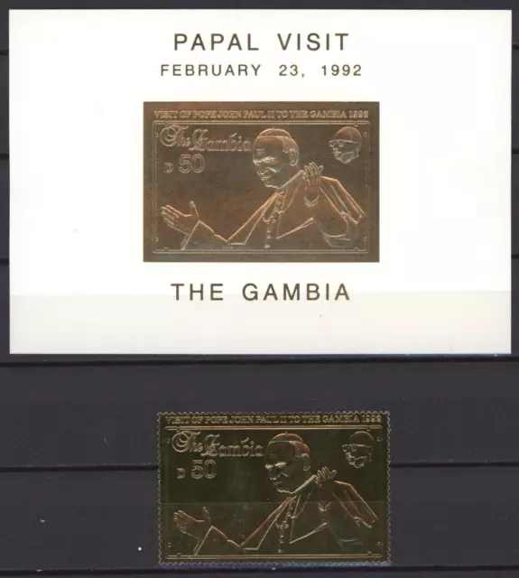 S45711 Gambia 1992 MNH Pape Jean-paul II 1v+ S/S Gold Foil