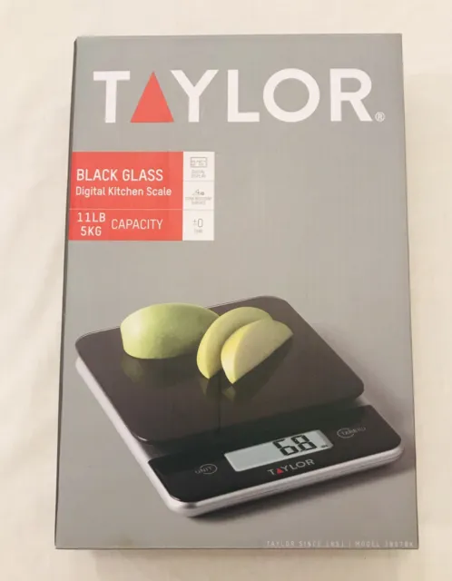 Taylor Digital Kitchen Scale Black Glass, 11lb/5kg Capacity New In Box Sealed