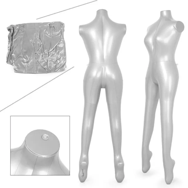 Silver Female Inflatable Model Dummy Torso Body Mannequin Armless Display Model