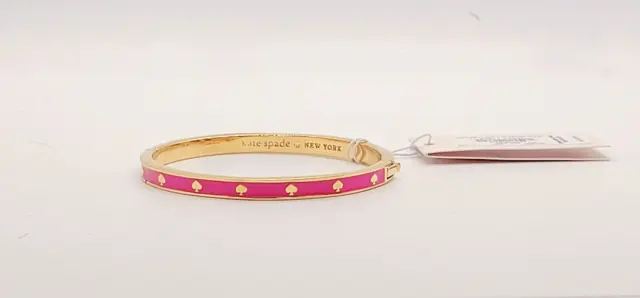 Kate Spade NY Spot The Spade Pink and Gold Enamel Hinged Bangle w/Dust Bag