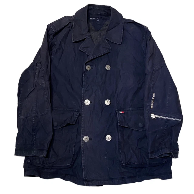 Giacca Tommy Hilfiger Cappotto Medio Cotone Navy Cavas Naval Sailor Blu