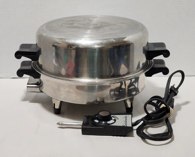 VTG Saladmaster 11" Electric Skillet No. 17815 w/ Dome Lid & Power Cord USA Made VTG Saladmaster 11" Electric Skillet No. 17815 w/ Dome Lid & Power Cord USA Made