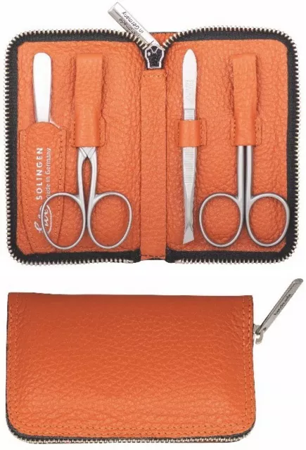 Erbe SOLINGEN PREMIUM Maniküre-Etui BECKER-MANICURE LEDER Orange INOX GERMANY