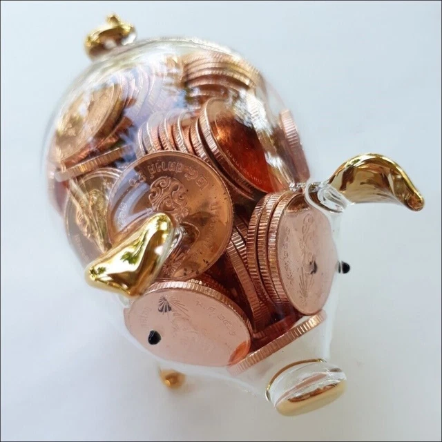 Figurine miniature en verre soufflé de cochon Artisanat à l'intérieur de la...