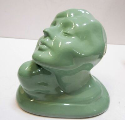 Frankart Nymph bust bookend Art Deco in green on aluminum alloy USA SINGLE PIECE