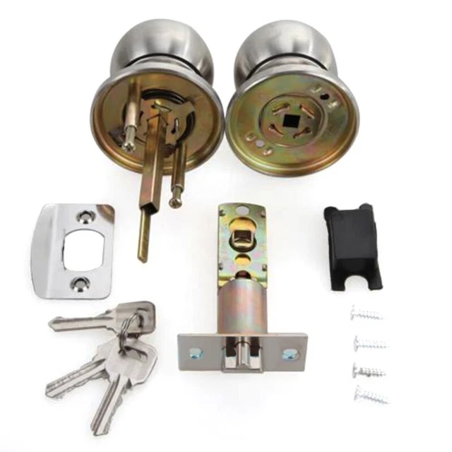 ADJUSTABLE BACKSET ROUND Door Knob Lock Stainless Steel Entrance