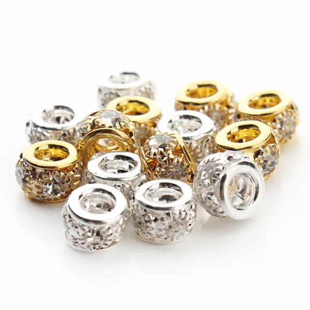 20Pcs Wholesale Crystal Rhinestone Rondelle Spacer Beads For Jewelry Making