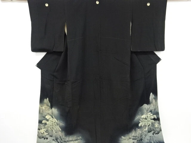 6841561: Japanese Kimono / Antique Tomesode / Chirimen / Kinsha / Embroidery / P