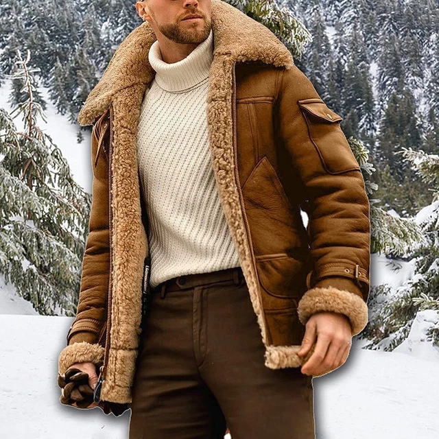 Men's Camel Stylish Flying Leather Jacket,Slim Fit Shearling Aviator Bomber Jack