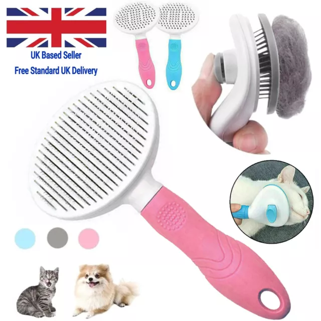 Pet Dog Cat Brush Massage Hair Comb Grooming Slicker Self Cleaning Slicker Brush