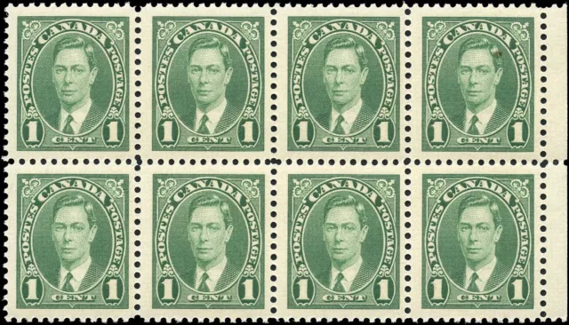 Canada Mint NH 1c Scott #231 Block of 8 1937 Mufti Stamps