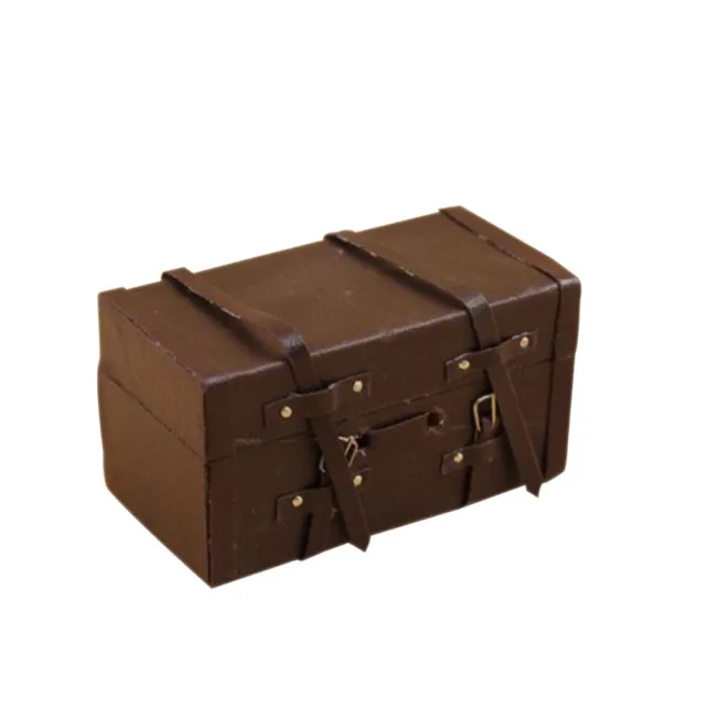 1:12 Dollhouse Miniature Vintage Wood Faux Leather Suitcase Mini Luggage Box 8