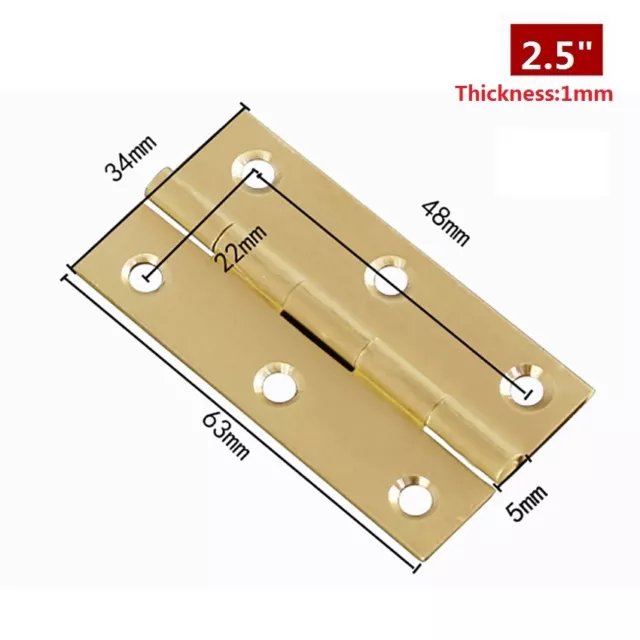 Quality Solid Brass Fix Pin Butt Hinge Choose Small-Large Door Cabinet Cupboard