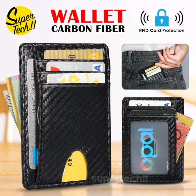 RFID Blocking Purse Flip Leather Wallet Slim Credit Card Holder Mens Money Clip