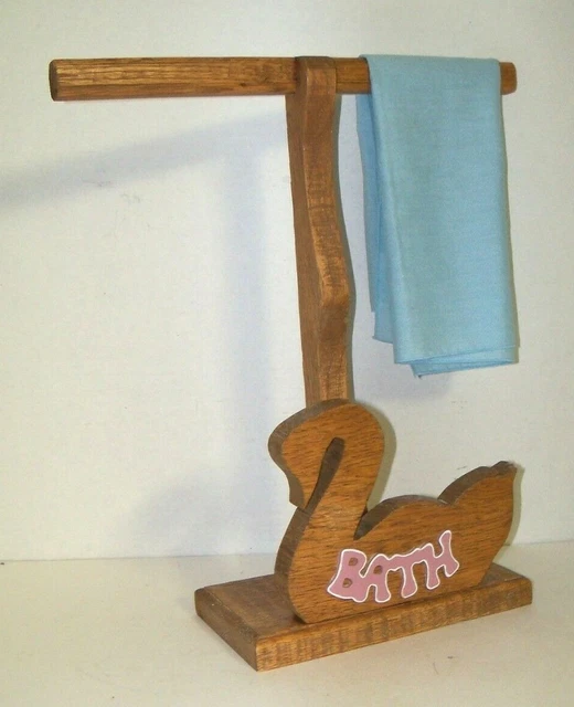 Vintage Wooden Cloth Towel Rack For Vanity or Table Top Country Decor Farmhouse