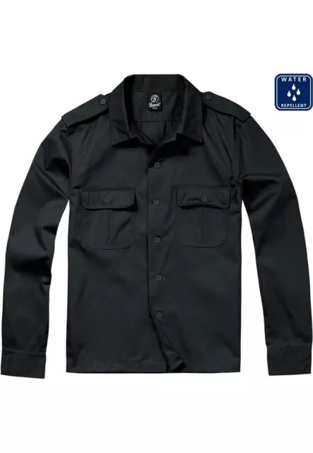 Brandit Camisa Hombre Militar US de Manga Larga Encima Sizes Black