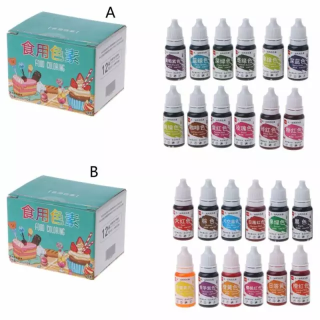 12 Color Natural Ink Food Coloring Cake Pastries Cookies Liquid Dye Pigment Kit