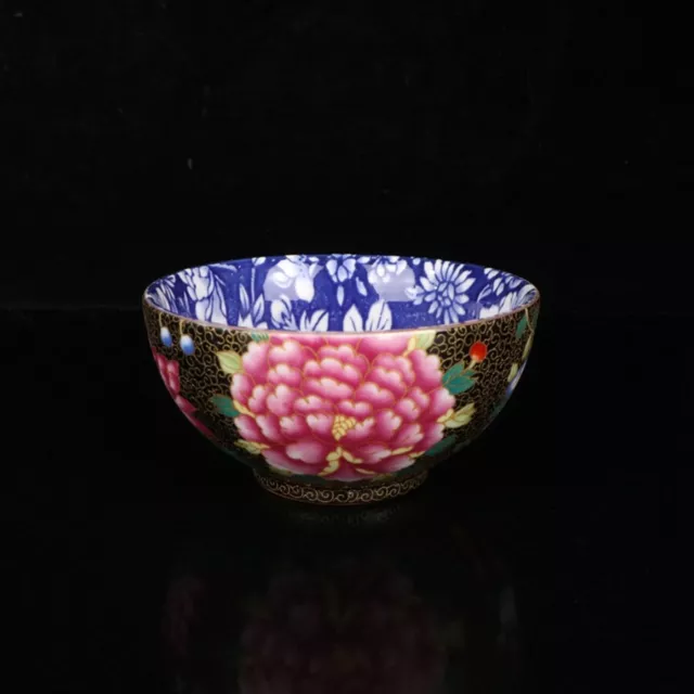 Exquisite Old Chinese porcelain color Hand Painted Gilt peony flower Bowl 2293 3