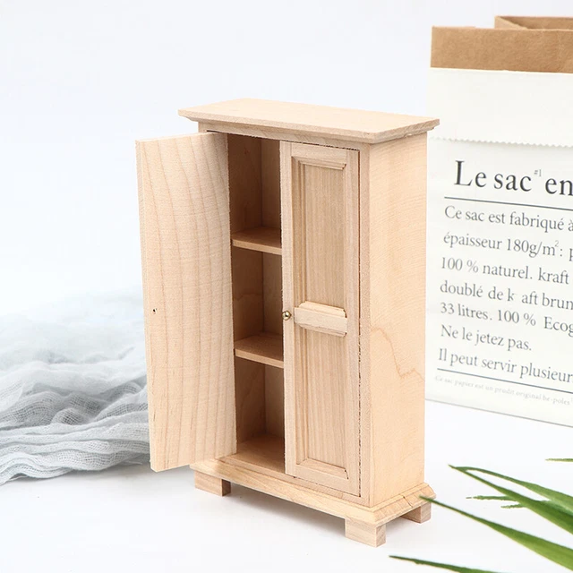 1/12 Dollhouse Miniature Accessories Mini Wooden Storage Wardrobe Furniture T MA
