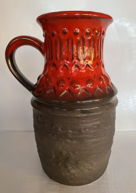 Jasba Jug Vase Vintage Germany  Mid Century Red 7” Tall