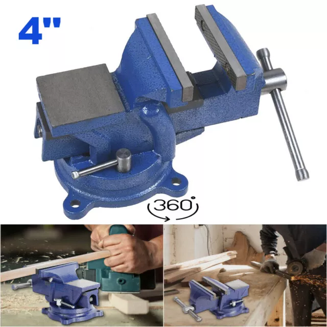 4" 100mm Jaw Bench Vice Workshop Clamp Work Bench Table Engineer 360 Swivel Base