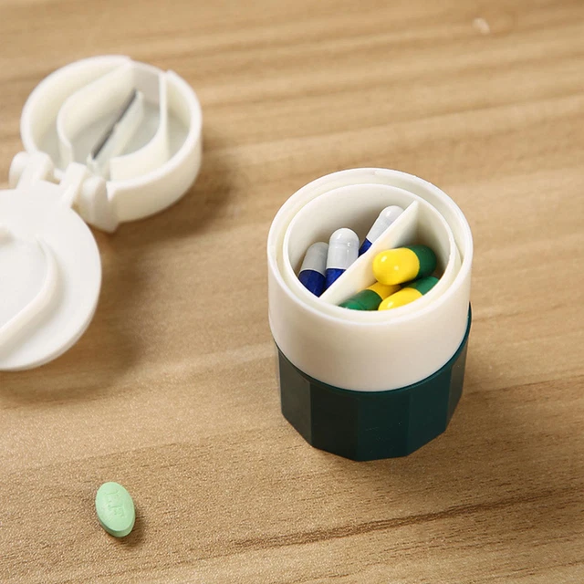 4Layer Pill Medicine Crusher Grinder Splitter Tablet Box SALE Storage Cutt C7R6