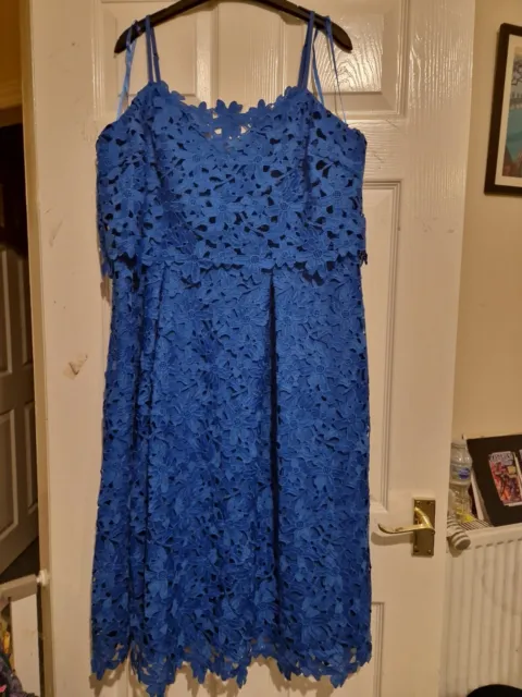 Size 16 Somerset By Alice Temperley Blue Lace Layered Midi Dress