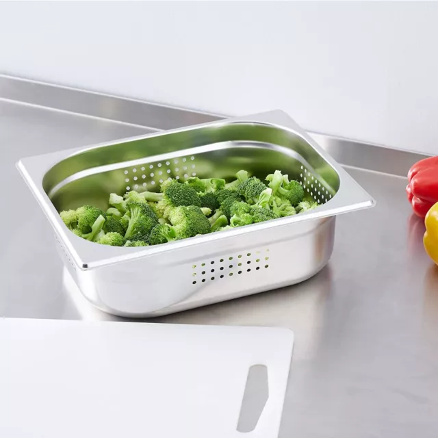 EDELSTAHL GELOCHTE GASTRONOMORM PFANNE HALBE GRÖSSE 100 mm TIEFBAD MARIE DAMPFOFEN