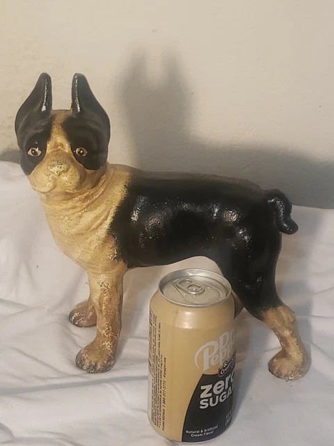 Antique Huge Boston Bull Terrier Cast Iron Dog Door Stop hubley?
