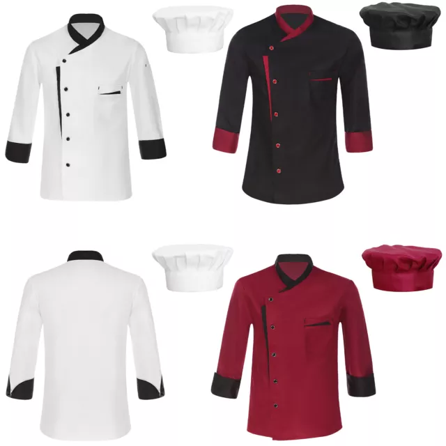 Unisex Jacket Summer Uniform Hotel Chef Adult With Hat Work Shirt Cook Top Coat