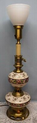 Large Vtg Victorian Style Rembrandt Masterpiece Torchiere Lamp Porcelain Brass