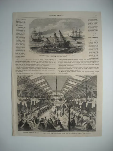 1863 Engraving. Making The Ballon Le Giant. . Loss Of Montezuma, At The Mouth