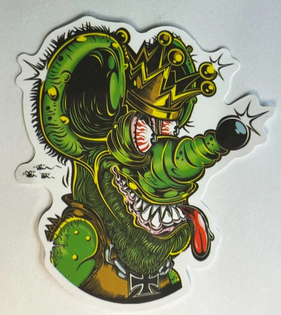 King R.F. Rat Fink with Crown Vinyl Decal Waterproof Bumper Sticker Waterproof